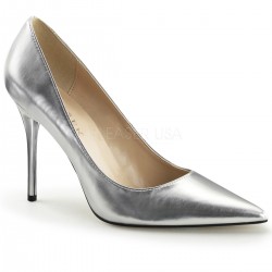Pantofi argintii toc mediu stiletto office CLASSIQUE 20