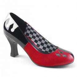 Pantofi toc mediu negru rosu arlechin accesorii teatru HARLEY 42